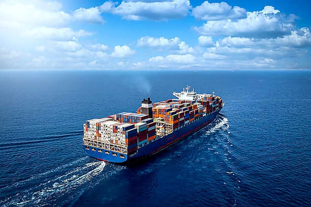 Large container vessel at sea - ocean freight